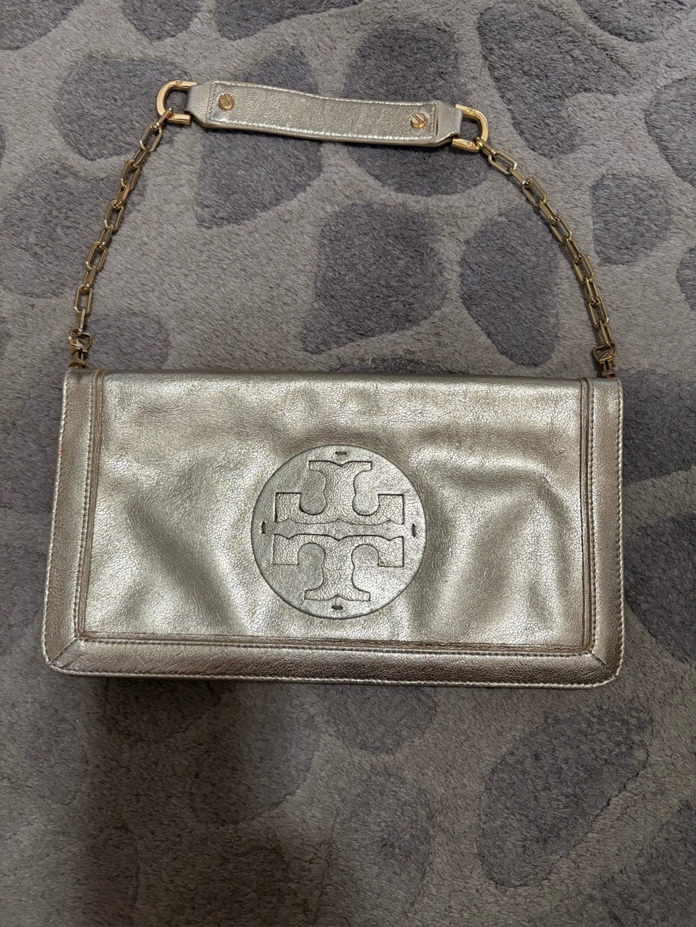 Tory Burch Metallic Gold Leather Chain-Shoulder Bag